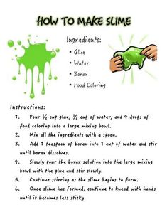 the instructions for how to make slime with green liquid and hand sanitizers