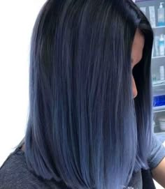 Balayage On Straight Hair, Denim Blue Hair, Blue Balayage, Balayage Straight Hair, Blue Ombre Hair, Hair Streaks, Hair Color Blue, Dye My Hair, Hair Dye Colors