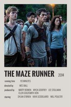 the maze runner movie poster with people standing around