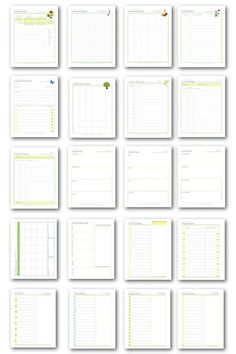 the printable planner pages are lined up in rows