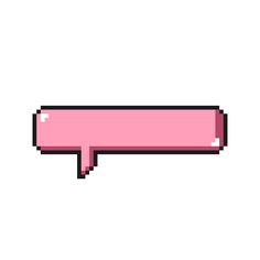 a pink speech bubble pixelated on white background