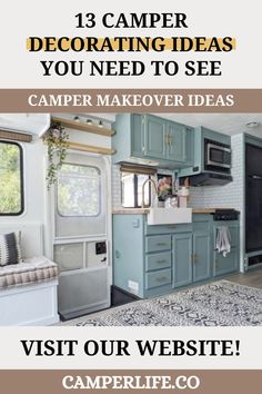 13 Camper Decorating Ideas You Need to See: Camper Makeover Ideas 22ft Camper Remodel, Rv Ideas Interior Upgrade Renovation, Camper Entryway Ideas, Rv Reading Nook, Inside Camper Decor Ideas, Rv Cabinet Paint Color Ideas, Park Model Decorating Ideas, Rv Interior Remodel Rv Makeover