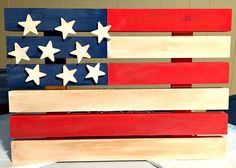 an american flag made out of wooden planks