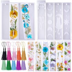 assorted flower and tassels in plastic case