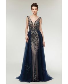 Shop Sexy Dark Blue Sparkly Long Tulle Prom Dress with Open Back online. Custom-made any plus size or color. Pro since 2009. A Line Evening Dress, فستان سهرة, Beauty Dress, Backless Maxi Dresses, Maxi Dress Navy, Tulle Prom Dress, Dresses Evening, Cheap Prom Dresses, Fitted Silhouette