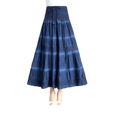 Take your urbane style to the next level with this 2023 Spring-Summer Collection Tiered Flare Denim Skirt! Crafted with premium-quality denim. this high-waisted. shape and flare skirt is patterned to hug your shape while offering maximum comfort. Featuring a unique damaged pattern. drawstrings closure and a stylish painted finish. this piece is perfect for the urban trendsetters looking to make a statement.Why You'll Love It Grunge-Inspired: Take a walk on the wild side with this rebellious-insp