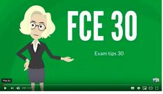 an animated woman is standing in front of a green background with the words fce 30