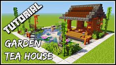 the garden tea house is shown in this minecraft video game, it's made with