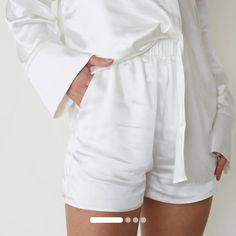 Nwt, Sizes Xxs And Medium Price Is Firm! The Mykonos Shorts Are Made From A Luxe Hammered Satin Fabric. Dressed Up Or Dressed Down The Mykonos Co-Ord Is Perfect For Holiday Or A Special Occasion. The Mykonos Shorts Can Also Be Paired With The Portofino Top. White Sleepwear With Built-in Shorts, Relaxed Fit Shorts For Summer Pajama Party, Short Length Bottoms With Built-in Shorts For Pajama Party, Sleep Shorts With Elastic Waistband, Summer Pajama Shorts With Pockets For Pajama Party, Summer Sleep Bottoms With Elastic Waistband, Short Beachwear Bottoms For Loungewear, Summer Sleepwear With Pockets, Short Shape, Relaxed Fit Shorts For Pajama Party