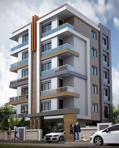 an artist's rendering of a two story apartment building