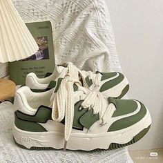 Green Aesthetic Korean, Basket Style, Kawaii Shoes, Chunky Shoes, Life Aesthetic, Cute Sneakers