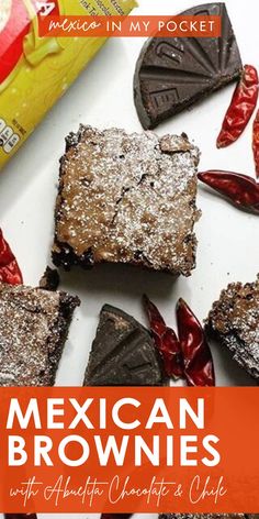 delicious mexican brownies with chili and powdered sugar on the top are ready to be eaten