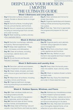 the ultimate guide to cleaning your house in one month, with instructions on how to use it