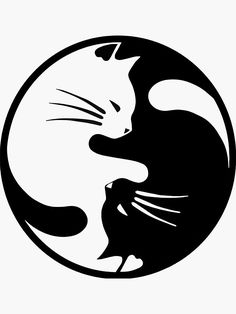 a black and white image of a cat with its head in the shape of a circle