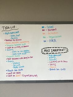 a white board with writing on it that says today lost and the most important things