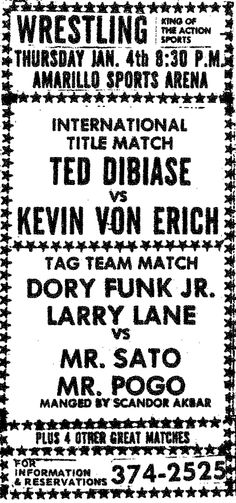 an old poster with the names of wrestling events