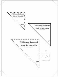 the diagram shows how to make a quilt corner bookmark for mermaid's feet