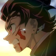 an anime character with blood on his face