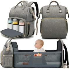 baby diaper bag with multiple compartments and handles