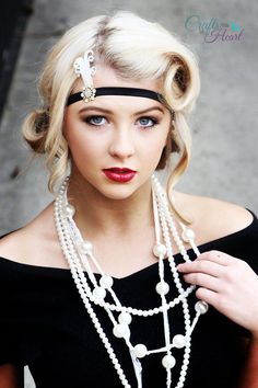 Gatsby Headband - Flapper Headband - Feather Headband - Rhinestone Headband - Girls Headband - Prom Flapper Makeup, Prom Headband, Great Gatsby Headpiece, Old Hollywood Hair, Gatsby Hair, Gatsby Headpiece, Gatsby Headband, Flapper Headband, Hollywood Hair