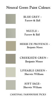 the neutral green paint colors are available in several different shades and sizes, including blue grey,