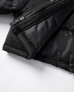 Details: Long-sleeve cropped puffer jacketTopLength: CroppedSleeveLength: Long Sleeves Materials:95% Polyester + 5% Spandex Long Sleeve Techwear Puffer Jacket, Black Quilted Hooded Puffer Jacket, Black Puffer Jacket With Fleece Lining For Winter, Black Winter Puffer Jacket With Fleece Lining, Black Fleece-lined Puffer Jacket For Winter, Black Puffer Jacket With Padded Collar For Cold Weather, Black Quilted Puffer Jacket For Winter, Black Thick Long Sleeve Outerwear, Black Nylon Puffer Jacket With Fleece Lining