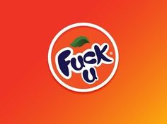 an orange and blue logo with the word ffuck up in it's center