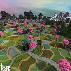 Enchanted Landscape, Romantic Scenery, Flower Farms, Minecraft House Plans, Minecraft Cottage