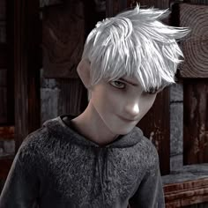 an animated image of a young boy with white hair