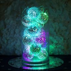 6 Ft 15 Color Changing LED Disco Mirror Ball Battery Operated String Light 70s Disco Party, Disco Birthday