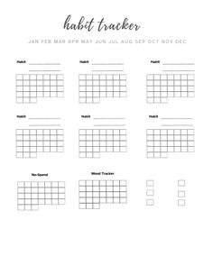 the printable habit tracker is shown in black and white