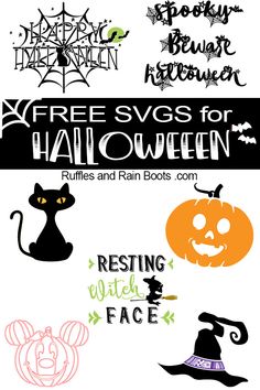 free svg files for halloween with pumpkins, bats and witch's faces