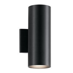 a black wall light on a white background