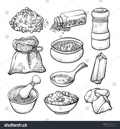 hand drawn food items and ingredients for cooking on white background stock photo royaltyvector