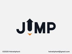 the logo for jump is shown in black and orange, with an arrow pointing up