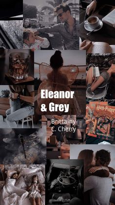 a collage of photos with the words eleanor and grey written in white