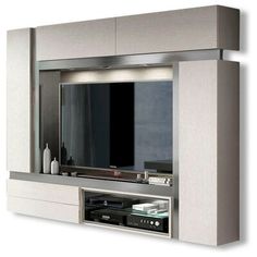 an entertainment center with a flat screen tv