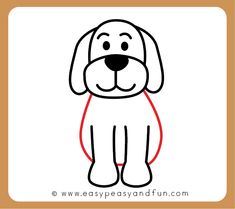 a drawing of a dog with red lines on it's face and the words easy peas