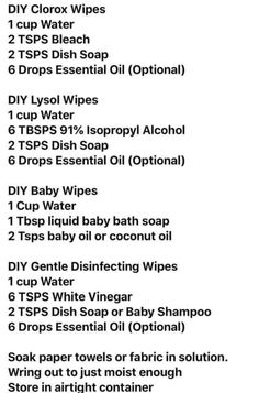 the instructions for diy baby wipes