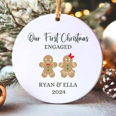 personalized christmas ornament with two gingerbreads