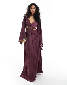 Dresses by ASOS DESIGN Best dressed: secured Plunge neck Wrap front with ring details Flared sleeves Open back Back zip closure Regular fit Dress With Kimono, Formal Dresses Graduation, Winter Party Dress, Long Sleeve Floral Dress, Best Dressed, Satin Slip Dress, Neck Wrap, Black Wrap Dress, Maxi Dress Trend