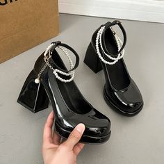 Sexy Shoes for Women High Heels Mary Jane Shoes Pumps New Ladies White Women Heels Platform Sandals Shoes For Women High Heels, Types Of High Heels, Funky Heels, Woman Heels, Pretty Heels, Black And White Heels, Sandals Woman, Mary Jane High Heels, Women High Heels