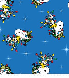 snoopy and charlie christmas lights on blue background