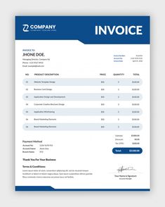 an invoice form is shown with the company's logo on it