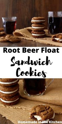 root beer float sandwich cookies on a table