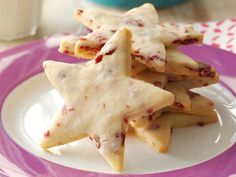 cranberry shortbread stars on a plate