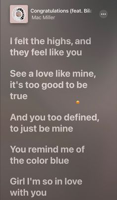 an image of someone's text message on their cell phone that reads, i felt the lights, and they feel like you see a love like mine, it're to be true