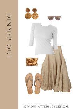 Women Over 50 Beach Fashion, Modest Resort Wear, Summer Travel Outfits For Women Over 50, Montauk Outfit Summer, Khaki Skirt Outfit, Europe Travel Outfits Summer, Greek Cruise, Court Outfit, Cindy Hattersley