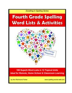 the fourth grade spelling workbook for students to practice spelling with words and numbers, including stars