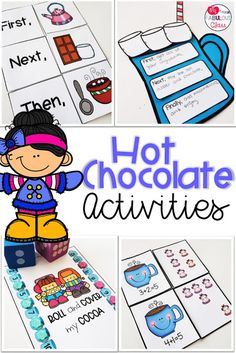 Hot Chocolate Preschool Activities, Hot Chocolate Activities Preschool, Hot Chocolate Activities, Chocolate Writing, Chocolate Activities, Kindergarten January, Winter Centers, Crafts Kindergarten, January Kindergarten